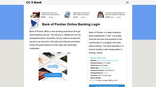 Bank of Pontiac Online Banking Login - CC Bank