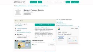 Bank of Putnam County - 9 Locations, Hours, Phone Numbers …