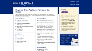 Bank of Scotland - Corporate Online Application Forms and User Guides