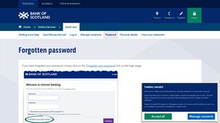 Bank of Scotland | Forgotten password | Quick Tour | About Online