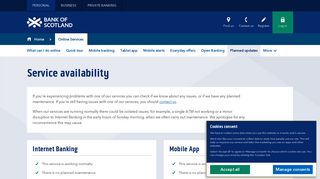Bank of Scotland | Service availability and planned maintenance to ...