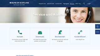 Service und Kontakt - Bank of Scotland