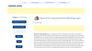 Bank of St. Francisville Online Banking Login | Bank Login