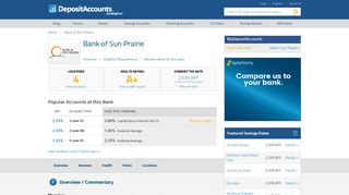 Bank of Sun Prairie Reviews and Rates - Wisconsin - Deposit Accounts