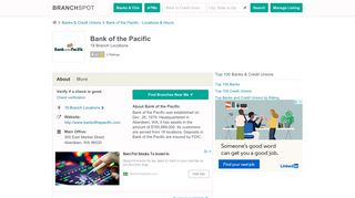 Bank of the Pacific - 18 Locations, Hours, Phone Numbers …
