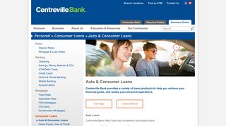 Centreville Bank Auto & Consumer Loans | Centreville Bank