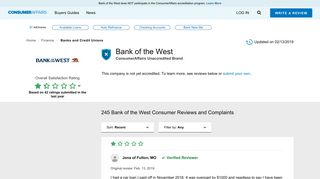 Top 241 Reviews and Complaints about Bank of the West