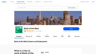 Bank of the West Careers and Employment | Indeed.com