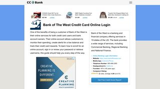 Bank of The West Credit Card Online Login - CC Bank