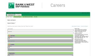 Basic Job Search - Bank of the West