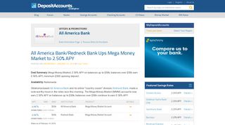 All America Bank/Redneck Bank Ups Mega Money Market to 2.50% APY