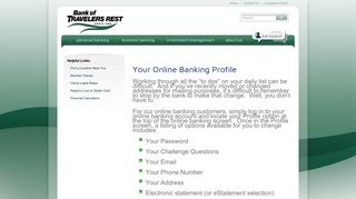 Your Online Banking Profile - Bank of Travelers Rest