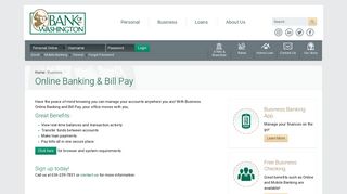 Business Online Banking & Bill Pay Offered by the Bank of Washington