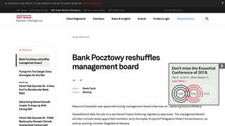 Bank Pocztowy reshuffles management board | S&P Global Market ...