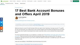 18 Best Bank Account Bonuses and Offers February 2019 - NerdWallet
