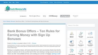 Bank Bonus Offers - Ten Rules for Earning Free Money