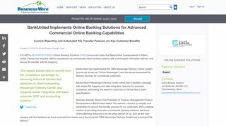 BankUnited Implements Online Banking Solutions for ... - Business Wire