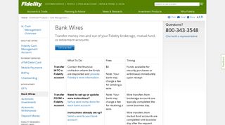 Bank Wire Money Transfer To or From Your Fidelity Account