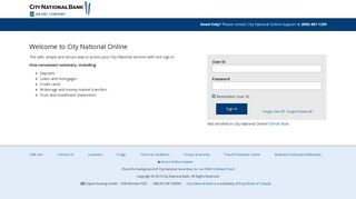 City National Online - Login Page