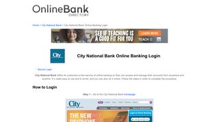 City National Bank Online Banking Login - Online Bank Directory
