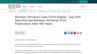 Bankers' Almanac Goes 100% Digital - July 2011 Sees the Last ...