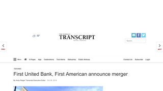 First United Bank, First American announce merger | News ...