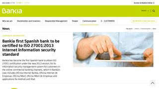 Bankia first Spanish bank to be certified to ISO 27001:2013 Internet ...
