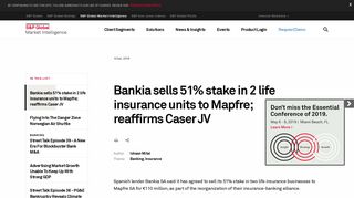 Bankia sells 51% stake in 2 life insurance units to Mapfre; reaffirms ...