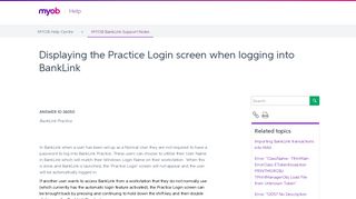 Displaying the Practice Login screen when logging into BankLink ...