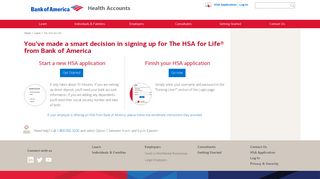 HSA Application from Bank of America