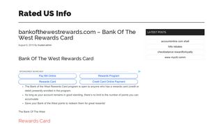 bankofthewestrewards.com - Bank Of The West Rewards Card