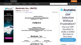 Bankrate Inc. 8-K Jul. 3, 2017 8:14 AM | Seeking Alpha