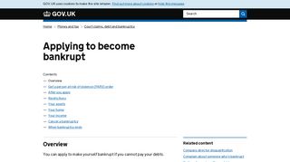 Applying to become bankrupt - GOV.UK