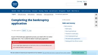 Completing the bankruptcy application - Citizens Advice