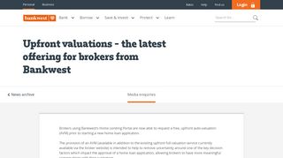 Upfront valuations - the latest offering for brokers from Bankwest