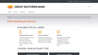 Online Banking and Cash Management Enrollment > Great Southern ...