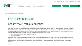Credit Card Sign Up | United Bank