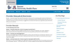 Provider Manuals & Directories - Banner University Health Plans