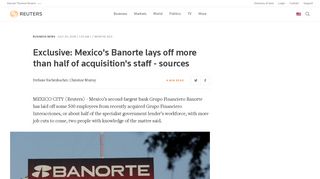 Exclusive: Mexico's Banorte lays off more than half of acquisition's staff ...