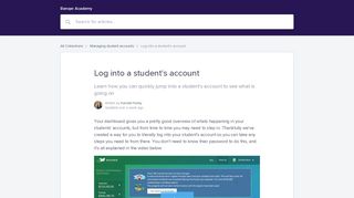 Log into a student's account | Banqer Academy
