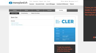 Bank Cler trading services - moneyland.ch