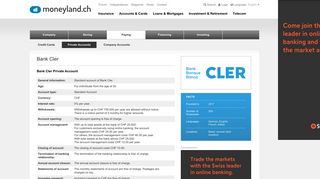 Bank Cler Private Account - moneyland.ch