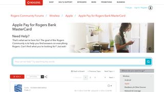 Solved: Apple Pay for Rogers Bank MasterCard - Rogers Community