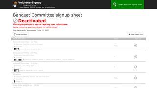 VolunteerSignup - Online volunteer signup sheets - Banquet ...