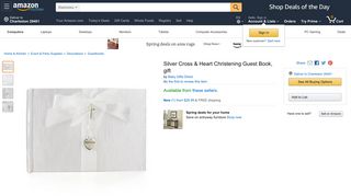 Amazon.com: Silver Cross & Heart Christening Guest Book, gift ...