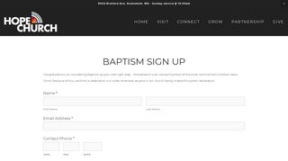 BAPTISM SIGN UP — Hope Church