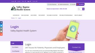 Patient, Physician and Employee Portal Login - Valley Baptist Medical ...