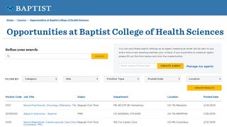 Opportunities at Baptist College of Health Sciences