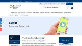 Brookwood Baptist Health online login pages for Physicians