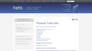 Baptist Health Systems in Jackson, MS | Physician Tools Links